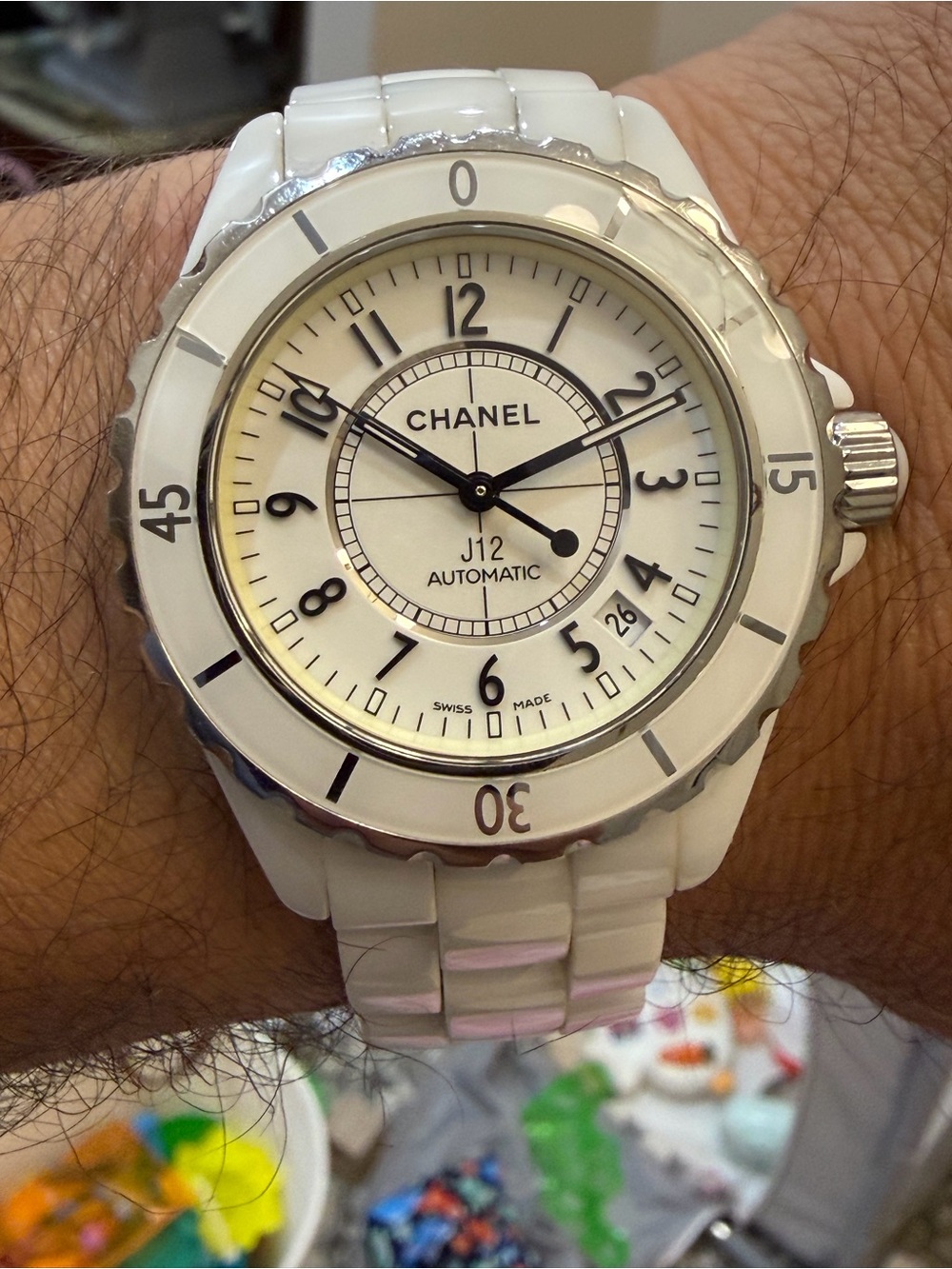 Chanel J12 38mm White Ceramic Automatic Men's Unisex Watch H0970 LS 67274